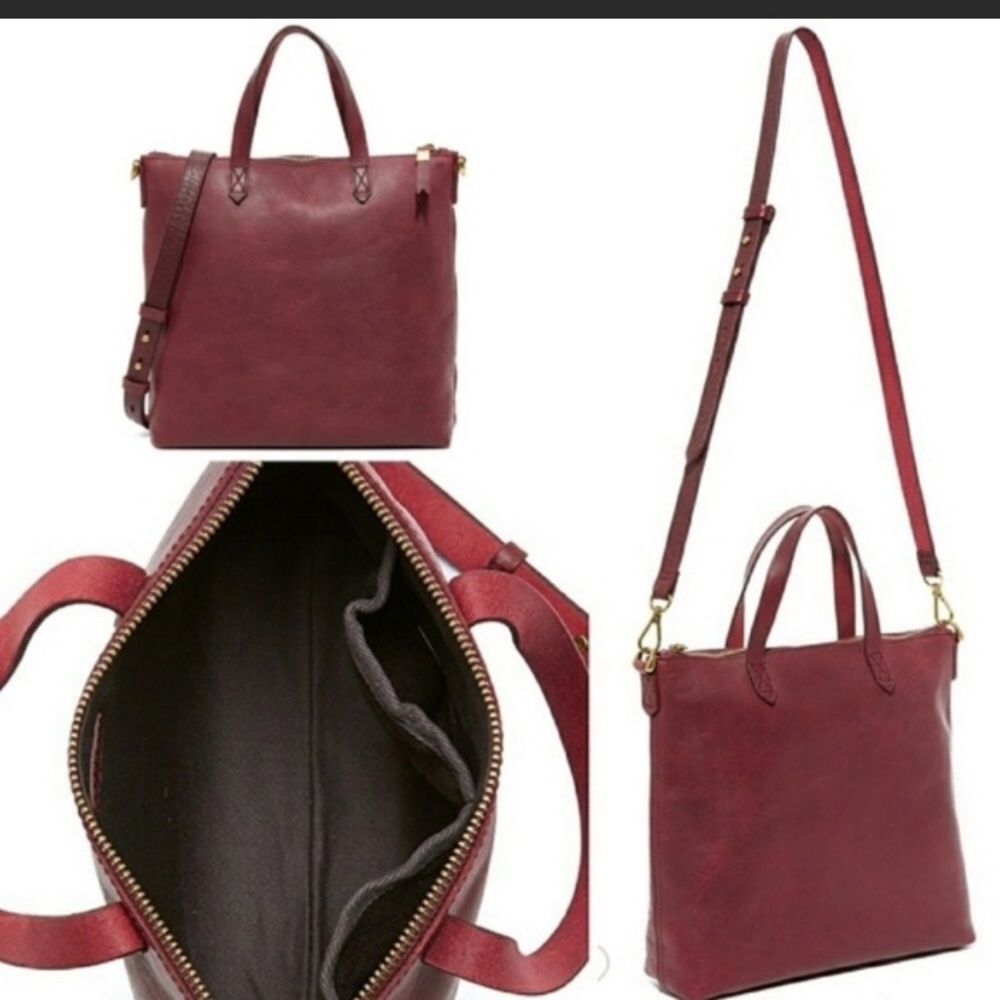 Madewell burgundy mini transport crossbody tote